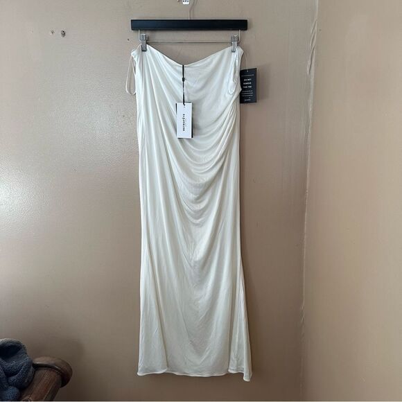 NWT Retrofete Vivienne Skirt White jersey draped maxi Revolve Sz M - Picture 6 of 9
